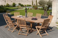 SUMMER Salons De Jardin·Ensemble Repas|Salon de jardin en Teck table ovale 200/300cm 8 chaises