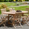 SUMMER Salons De Jardin·Ensemble Repas|Salon de jardin en teck Table ovale 120/180 cm et 6 chaises Java pliantes