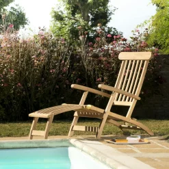 SUMMER Salons De Jardin·Ensemble Repas|Salon de jardin en teck Table ovale 120/180 cm et 6 chaises Java pliantes