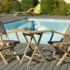 SUMMER Salons De Jardin·Ensemble Repas|Salon de Jardin Table Teck 70x70cm + 2 Fauteuils pliants ref. 30020810