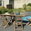 SUMMER Salons De Jardin·Ensemble Repas|Salon de Jardin Teck Table extensible 120/180 + 4 chaises pliantes ref. 30020844