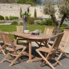 SUMMER Salons De Jardin·Ensemble Repas|Salon de jardin Teck table ovale 150/200cm 6 chaises