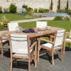 SUMMER Salons De Jardin·Ensemble Repas|Salon de jardin Teck textile table 180cm 6 fauteuils