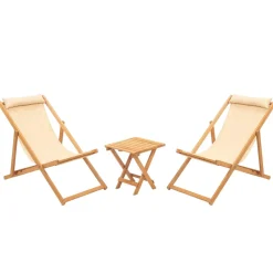 SORA Salons De Jardin·Salons Détente|Transats / Bains De Soleil|Salon jardin détente 2 places - bois et toile