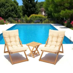 SORA Salons De Jardin·Salons Détente|Transats / Bains De Soleil|Salon jardin détente 2 places jaune - bois et toile