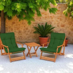 SORA Salons De Jardin·Salons Détente|Transats / Bains De Soleil|Salon jardin détente vert - 2 assises confort