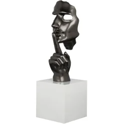 Objets Décoration·Figurines / Statues|Sculpture "En Secreto" visage et main gris sur socle H57cm