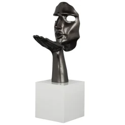 Objets Décoration·Figurines / Statues|Sculpture "Speranza" visage et main gris perle sur socle H57cm
