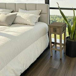 Gala Sellettes En Métal|Sellette 1 tiroir exotique hévéa 30x30x81cm