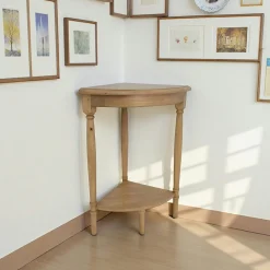 Tradition Sellettes En Métal|Sellette d'angle Hévéa double plateaux 57x40x74cm