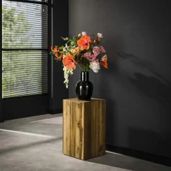 Sellettes En Métal|Sellette en bois de teck recyclé forme carrée 45 cm