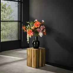 Sellettes En Métal|Sellette en bois de teck recyclé forme carrée 85 cm