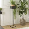 CORUMBA Sellettes En Métal|Tables D'Appoint En Métal|Sellette porte-plante bois-métal noir 80 cm