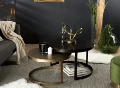 CORUMBA Sellettes En Métal|Tables D'Appoint En Métal|Sellette porte-plante bois-métal noir 80 cm