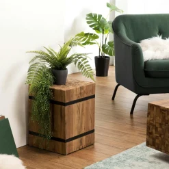 MATT Sellettes En Métal|Sellette porte-plante en teck recyclé 46 cm