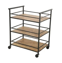Loft / Loft Colors Meubles De Rangement·Petits Meubles De Rangement|Serviteur 3 étages à roulettes en Hévéa recyclé naturel et métal 70x54x76cm LOFT