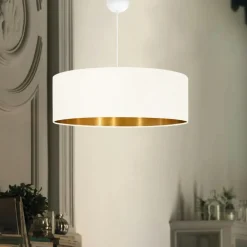 ZURICH Suspensions / Lustres|Suspension blanche contemporaine avec abat-jour doré