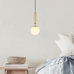 SIERRE Suspensions / Lustres|Suspension de chambre – globe blanc et or