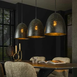 RALF Suspensions / Lustres|Suspension de table en métal, 3 abat-jour XL perforés