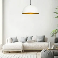 SILE Suspensions / Lustres|Suspension de table noire dôme intérieur doré Ø60 cm