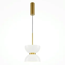 ENID Suspensions / Lustres|Suspension design dorée – sablier en verre blanc