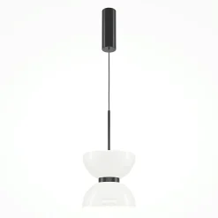 ENID Suspensions / Lustres|Suspension design dorée – sablier en verre blanc