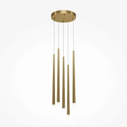 AURORA Suspensions / Lustres|Suspension design dorée LED - 5 tiges verticales