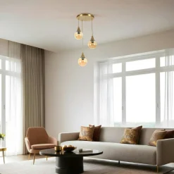 SINOP Suspensions / Lustres|Suspension design métal doré filaire forme fleur