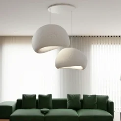 NOXIS Suspensions / Lustres|Suspension design noire 2 abat-jour organiques H.32 cm