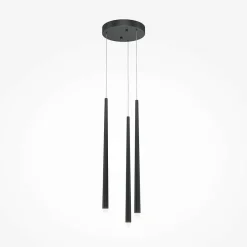AURORA Suspensions / Lustres|Suspension design noire LED - 3 tiges verticales