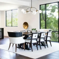 SIERRE Suspensions / Lustres|Suspension design vintage noire 6 globes blancs