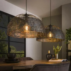 TRIBECA Suspensions / Lustres|Lampes À Poser·Lampe Style Industriel|Suspension en métal 3 abat-jour globes effet maille