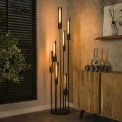 NOVA Suspensions / Lustres|Suspension en verre fumé et métal cuivré 4 lampes horizontales