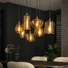 NOVA Suspensions / Lustres|Suspension en verre strié 7 lampes ambrées