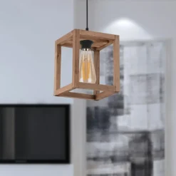 CAMOGLI Suspensions / Lustres|Suspension industrielle - cube bois