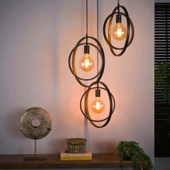 TRIBECA Suspensions / Lustres|Suspension industrielle 3 lampes anneaux croisés