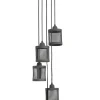 Suspensions / Lustres|Suspension industrielle métal gris 5 lampes