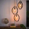 TRIBECA Suspensions / Lustres|Suspension industrielle étagée 3 lampes anneaux croisés
