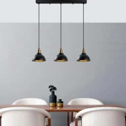 SILE Suspensions / Lustres|Suspension îlot cuisine – 3 lampes noir et or