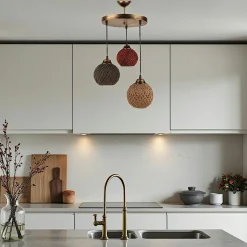 AROSA Suspensions / Lustres|Suspension moderne 3 abat-jour tressés multicolores