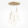 DELTONA Suspensions / Lustres|Suspension moderne blanc & or - 5 globes en grappe
