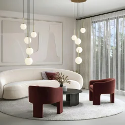 DELTONA Suspensions / Lustres|Suspension moderne blanche - 5 globes en grappe