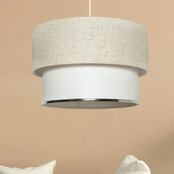 ZURICH Suspensions / Lustres|Suspension moderne blanche - abat-jour triple, moderne