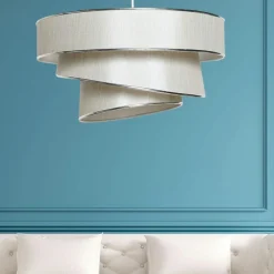 SINOP Suspensions / Lustres|Suspension moderne chic métal crème & doré, 3 abat-jour