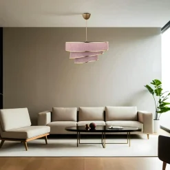ZURICH Suspensions / Lustres|Suspension moderne couleur blush – abat-jour triple