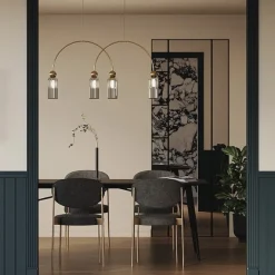 SOLANA Suspensions / Lustres|Suspension moderne double arche - verre gris fumé