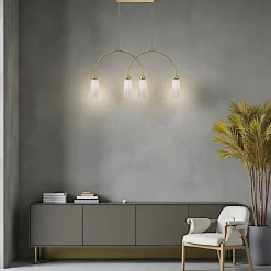 SOLANA Suspensions / Lustres|Suspension moderne double arche - verre ambré