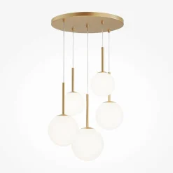 DELTONA Suspensions / Lustres|Suspension moderne noir & blanc – 5 globes en grappe