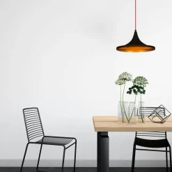 SILE Suspensions / Lustres|Suspension moderne noire mate câble rouge, forme évasée