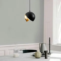 SILE Suspensions / Lustres|Suspension moderne noire & doré, 2 demi-sphères